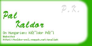 pal kaldor business card